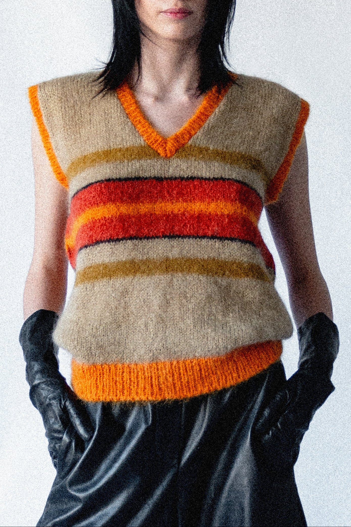 gilet in maglieria artigianale a righe anna tosti